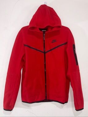 Nike Tech Fleece Full Zip Hoodie Men’s Medium Red Black